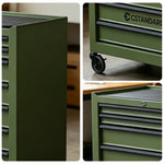 GROVIA Heavy Duty Tool Cabinet Multi Drawer Mobile Workbench Storage 620x330x740mm Workshop Garage Organizer - Green
