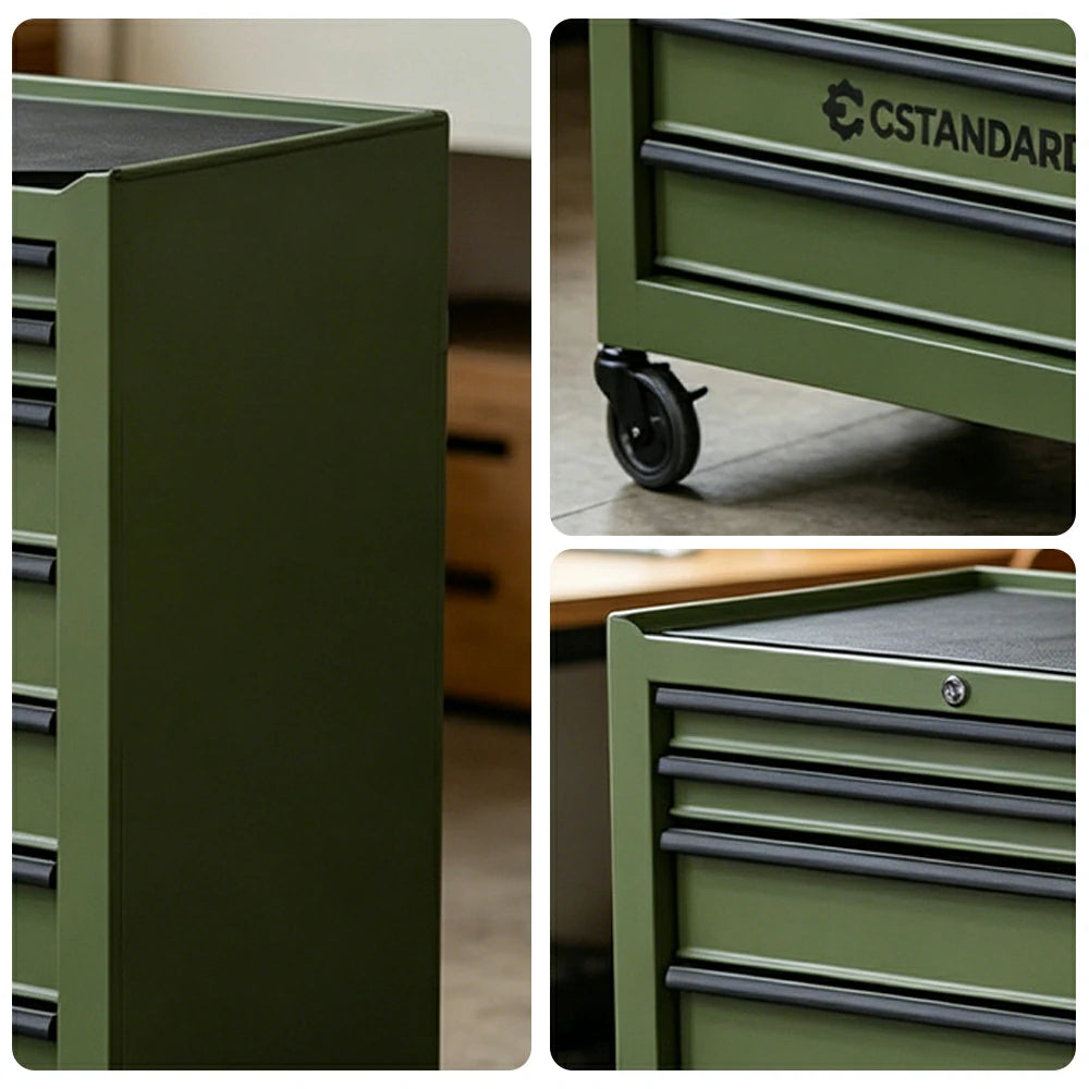 GROVIA Heavy Duty Tool Cabinet Multi Drawer Mobile Workbench Storage 620x330x740mm Workshop Garage Organizer - Green