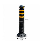 GROVIA Rubber Traffic Bollard 80cm Height 114mm Diameter Detachable Base Flexible Safety Post with Reflective Strips - Black & Yellow