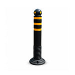 GROVIA Rubber Traffic Bollard 80cm Height 114mm Diameter Detachable Base Flexible Safety Post with Reflective Strips - Black & Yellow