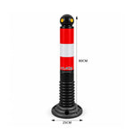 GROVIA Rubber Traffic Bollard 80cm Height 114mm Diameter Detachable Base Flexible Safety Post with Reflective Strips - Red & Black