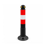 GROVIA Rubber Traffic Bollard 80cm Height 114mm Diameter Detachable Base Flexible Safety Post with Reflective Strips - Red & Black
