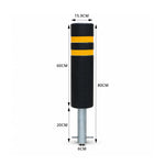 GROVIA Solid Rubber Traffic Bollard 80cm Height 159mm Diameter Embedded Safety Post with Reflective Strips for Road & Parking Control - Black & Yellow