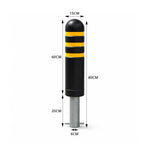 GROVIA Solid Rubber Traffic Bollard 80cm Height 150mm Diameter Embedded Safety Post with Reflective Strips for Road & Parking Control - Black & Yellow