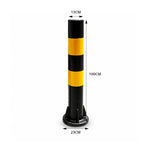GROVIA Rubber Traffic Bollard 100cm Height 130mm Diameter Reinforced Base Safety Post with Black Yellow Reflective Strips - Black & Yellow