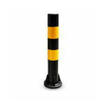 GROVIA Rubber Traffic Bollard 100cm Height 130mm Diameter Reinforced Base Safety Post with Black Yellow Reflective Strips - Black & Yellow