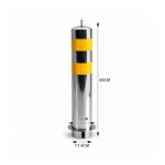 GROVIA Stainless Steel Traffic Bollard 65cm Height Embedded Safety Post with Reflective Strips for Road & Parking Control - Silver