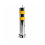 GROVIA Stainless Steel Traffic Bollard 65cm Height Embedded Safety Post with Reflective Strips for Road & Parking Control - Silver