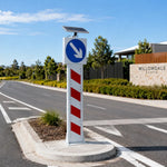 GROVIA Solar LED Warning Bollard 1.6m Height Traffic Safety Post with Reflective Sign Road Guidance Light - White