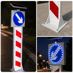 GROVIA Solar LED Warning Bollard 1.6m Height Traffic Safety Post with Reflective Sign Road Guidance Light - White