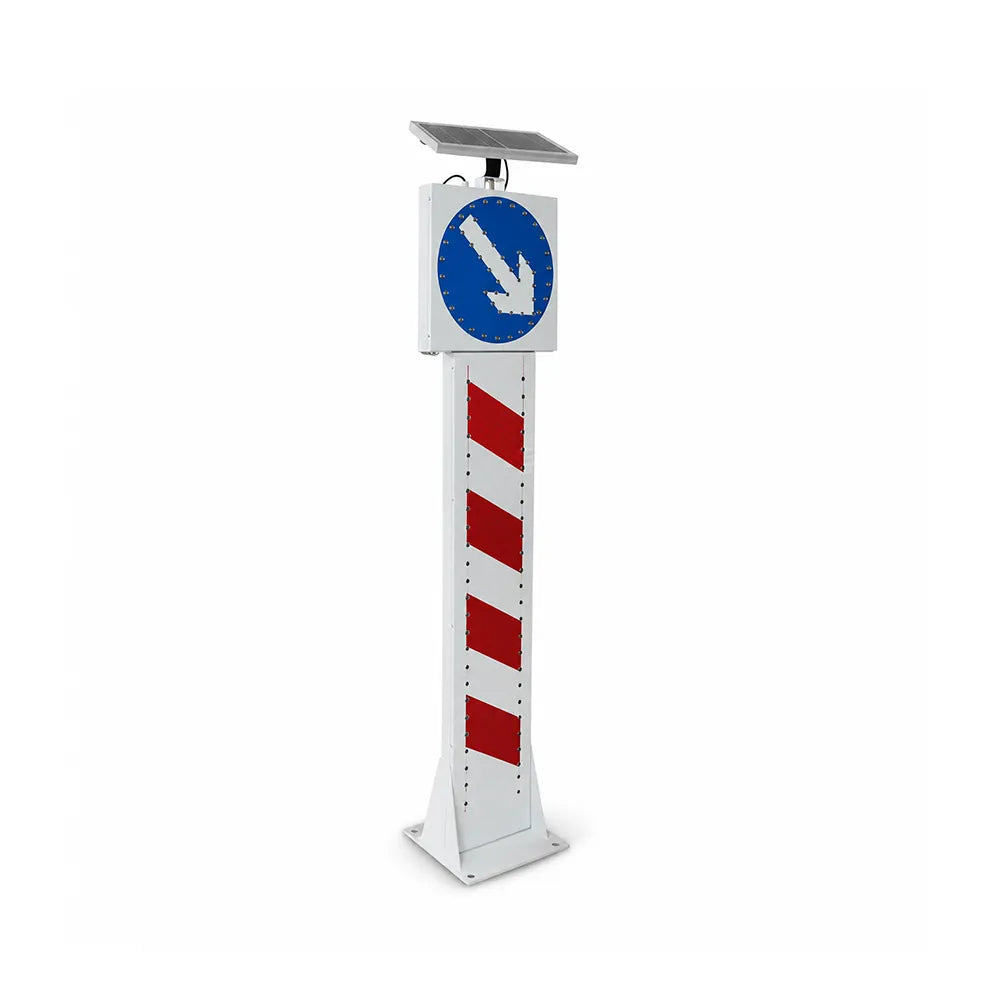 GROVIA Solar LED Warning Bollard 1.6m Height Traffic Safety Post with Reflective Sign Road Guidance Light - White
