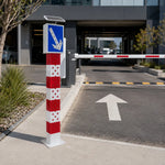 GROVIA Solar LED Warning Bollard - 1.6m High Visibility Traffic Safety Post with Reflective Arrow Sign for Road Guidance - Red & White