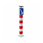 GROVIA Solar LED Warning Bollard - 1.6m High Visibility Traffic Safety Post with Reflective Arrow Sign for Road Guidance - Red & White