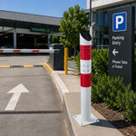 GROVIA Solar LED Warning Bollard - 1m Flashing Traffic Safety Post with High Visibility LEDs and IP65 Outdoor Protection - Red & White