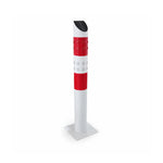 GROVIA Solar LED Warning Bollard - 1m Flashing Traffic Safety Post with High Visibility LEDs and IP65 Outdoor Protection - Red & White