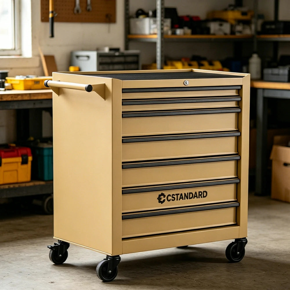 GROVIA Heavy Duty Tool Cabinet Multi Drawer Mobile Workbench Storage 620x330x740mm Workshop Garage Organizer - Yellow