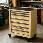 GROVIA Heavy Duty Tool Cabinet Multi Drawer Mobile Workbench Storage 620x330x740mm Workshop Garage Organizer - Yellow