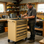 GROVIA Heavy Duty Tool Cabinet Multi Drawer Mobile Workbench Storage 620x330x740mm Workshop Garage Organizer - Yellow