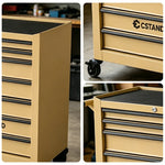 GROVIA Heavy Duty Tool Cabinet Multi Drawer Mobile Workbench Storage 620x330x740mm Workshop Garage Organizer - Yellow