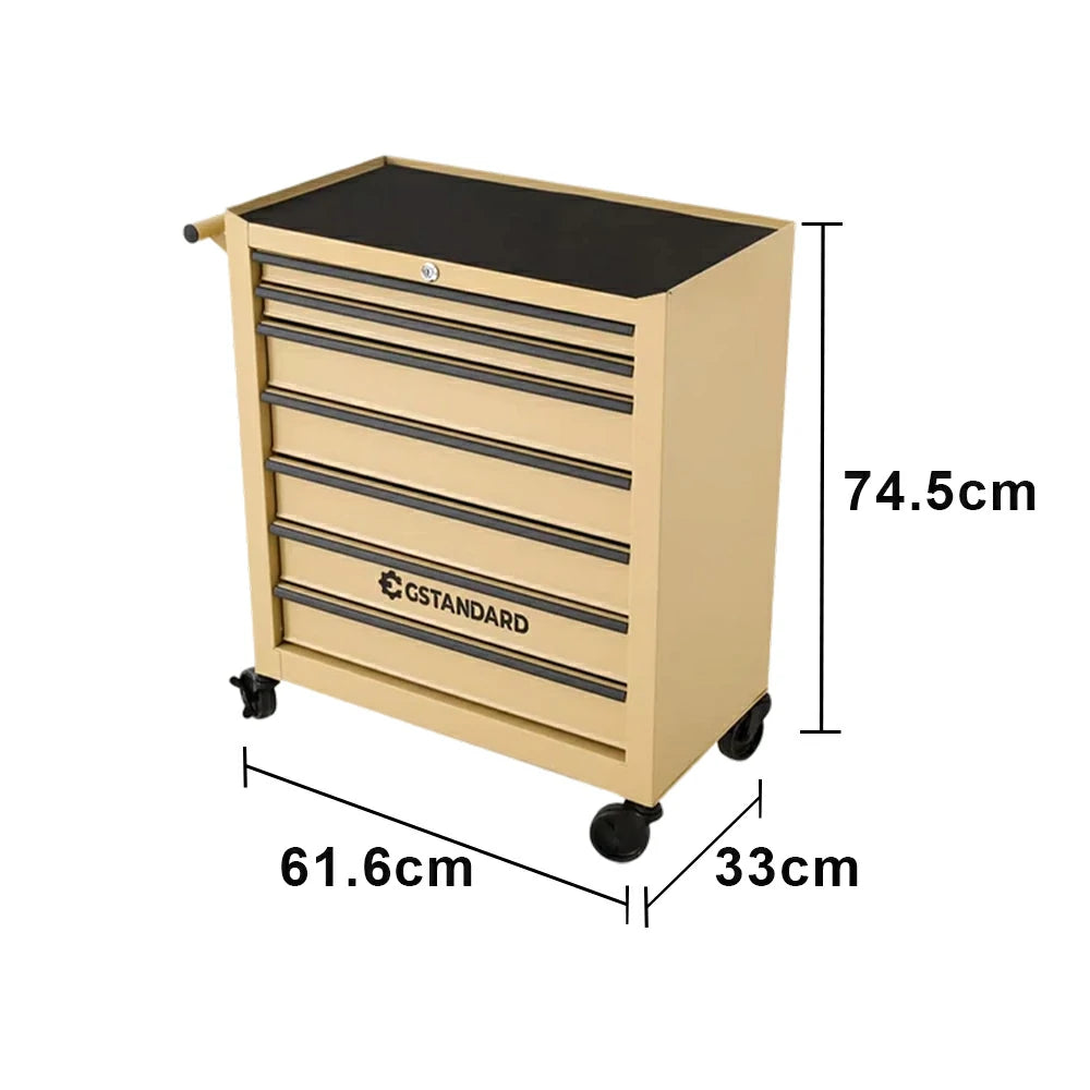 GROVIA Heavy Duty Tool Cabinet Multi Drawer Mobile Workbench Storage 620x330x740mm Workshop Garage Organizer - Yellow