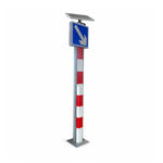 GROVIA Solar LED Exit Warning Bollard - 2.1m Traffic Safety Post with Right Arrow Reflective Sign for Road Guidance - Red & White
