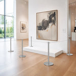 GROVIA 100cm Magnetic Rope Barrier Post - Stainless Steel Stanchion with Retractable Steel Cable for Museums & Galleries - Silver