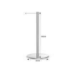 GROVIA 100cm Magnetic Rope Barrier Post - Stainless Steel Stanchion with Retractable Steel Cable for Museums & Galleries - Silver
