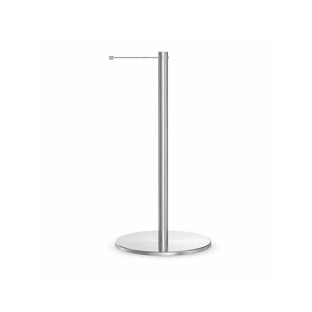 GROVIA 100cm Magnetic Rope Barrier Post - Stainless Steel Stanchion with Retractable Steel Cable for Museums & Galleries - Silver