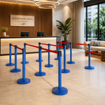 GROVIA Retractable Belt Barrier Post - 2m Queue Control Stanchion with Weighted Base for Crowd Management - Blue