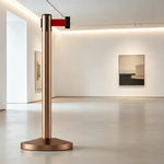 GROVIA Retractable Belt Barrier Post - 2m Queue Control Stanchion with Weighted Base for Crowd Management - Rose Gold