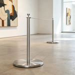 GROVIA Stainless Steel Museum Barrier Post - 45cm Brushed Finish Stanchion with Weighted Base for Art Galleries & Exhibitions - Silver