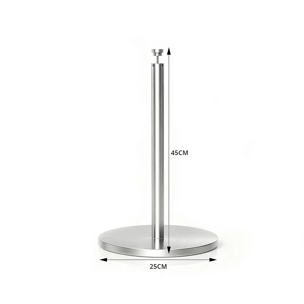 GROVIA Stainless Steel Museum Barrier Post - 45cm Brushed Finish Stanchion with Weighted Base for Art Galleries & Exhibitions - Silver