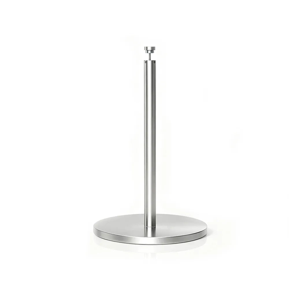 GROVIA Stainless Steel Museum Barrier Post - 45cm Brushed Finish Stanchion with Weighted Base for Art Galleries & Exhibitions - Silver