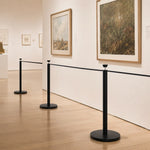 GROVIA Stainless Steel Museum Barrier Post - 45cm Brushed Finish Stanchion with Weighted Base for Art Galleries & Exhibitions - Black