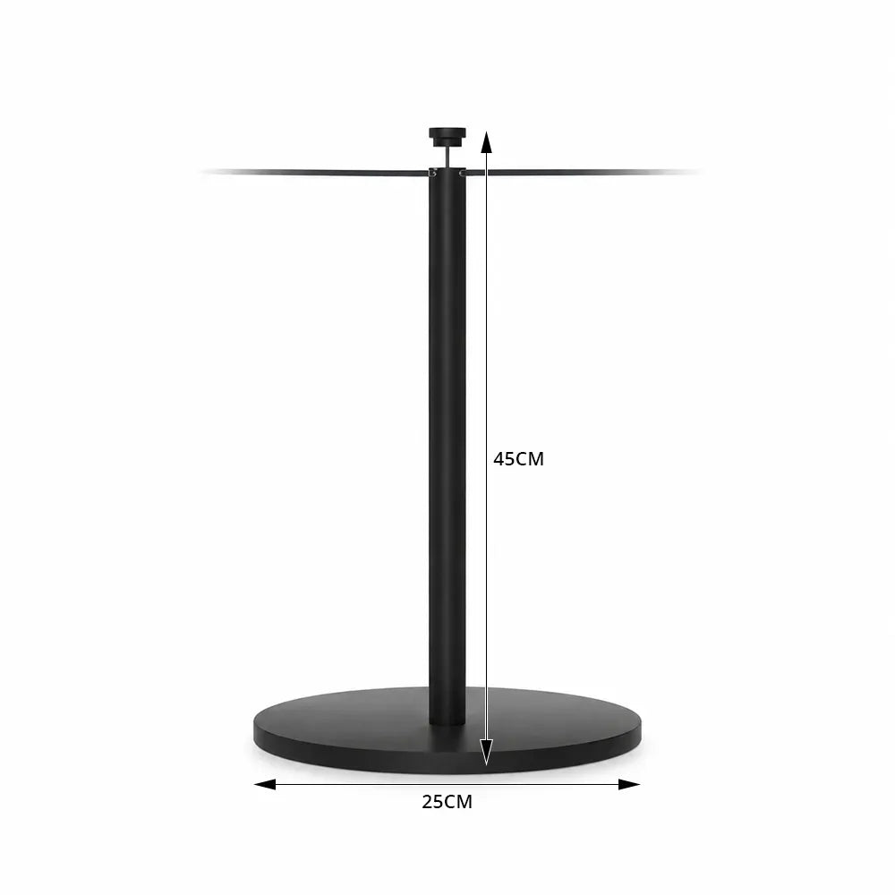 GROVIA Stainless Steel Museum Barrier Post - 45cm Brushed Finish Stanchion with Weighted Base for Art Galleries & Exhibitions - Black
