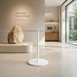 GROVIA Stainless Steel Museum Barrier Post - 45cm Brushed Finish Stanchion with Weighted Base for Art Galleries & Exhibitions - White