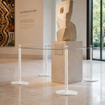 GROVIA Stainless Steel Museum Barrier Post - 45cm Brushed Finish Stanchion with Weighted Base for Art Galleries & Exhibitions - White