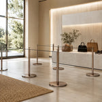 GROVIA Stainless Steel Museum Barrier Post - 45cm Brushed Finish Stanchion with Weighted Base for Art Galleries & Exhibitions - Rose Gold