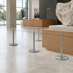 GROVIA Stainless Steel Museum Barrier Post - 45cm Brushed Finish Stanchion with Weighted Base for Art Galleries & Exhibitions - Grey
