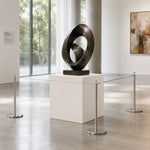 GROVIA Stainless Steel Museum Barrier Post - 45cm Brushed Finish Stanchion with Weighted Base for Art Galleries & Exhibitions - Grey
