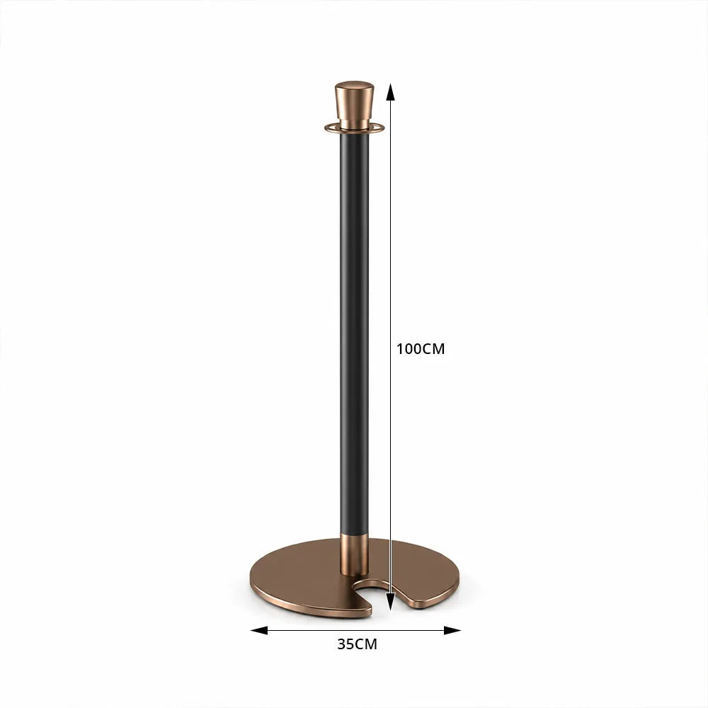 GROVIA Stainless Steel Crown Top Barrier Post - 100cm Brushed Finish Stanchion with 8.5kg U-Shaped Weighted Base for Hotels & Events - Rose Gold