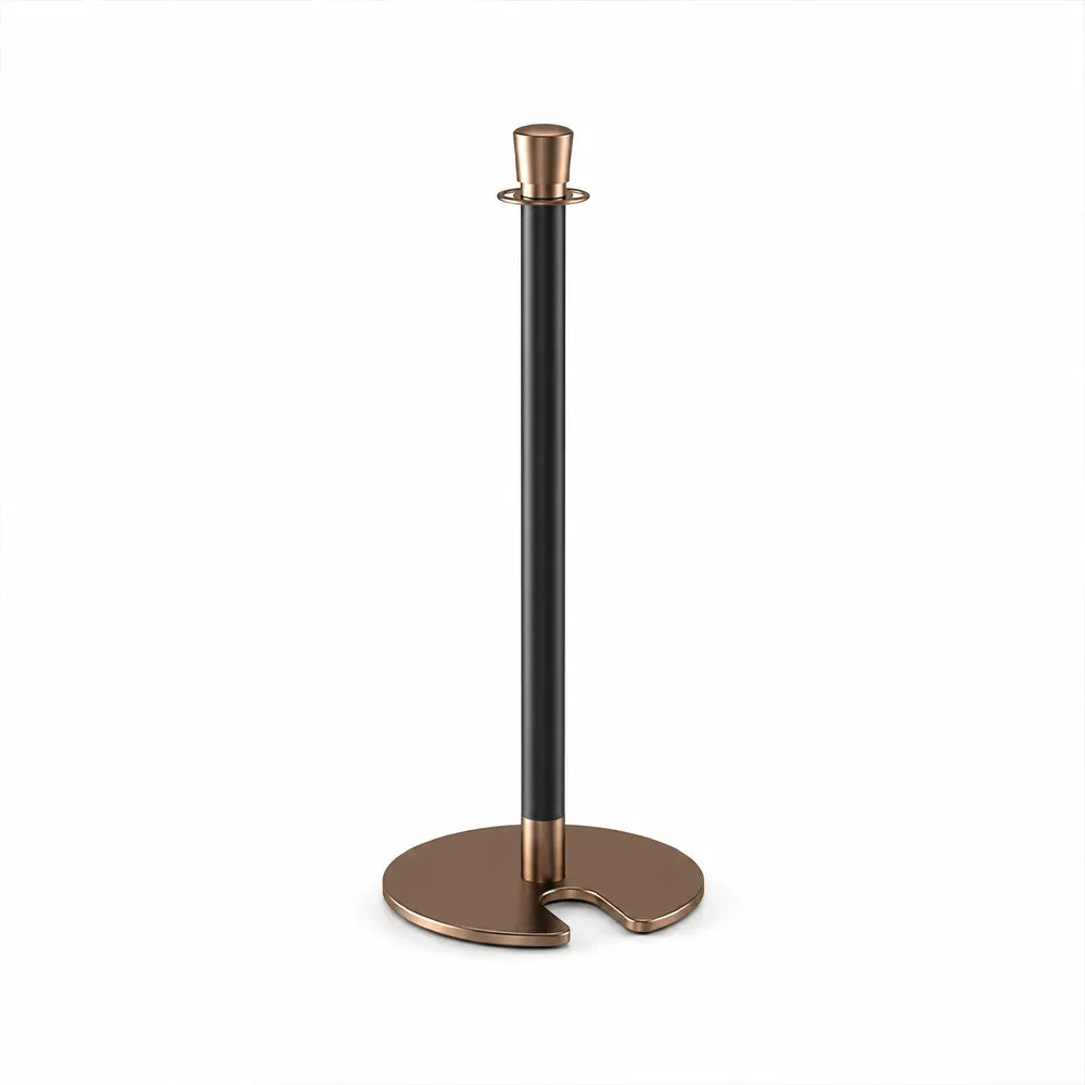 GROVIA Stainless Steel Crown Top Barrier Post - 100cm Brushed Finish Stanchion with 8.5kg U-Shaped Weighted Base for Hotels & Events - Rose Gold