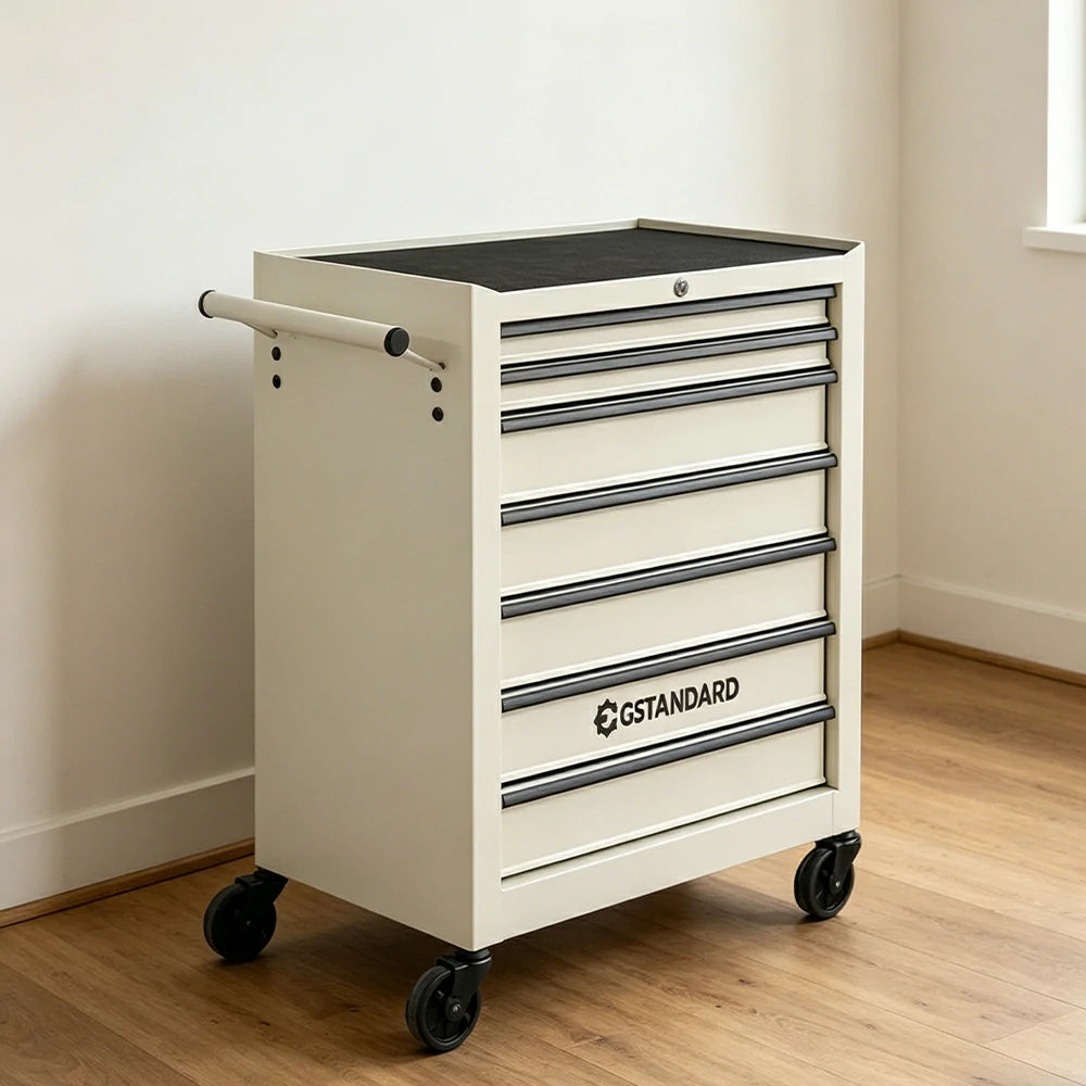 GROVIA Heavy Duty Tool Cabinet Multi Drawer Mobile Workbench Storage 620x330x740mm Workshop Garage Organizer - White