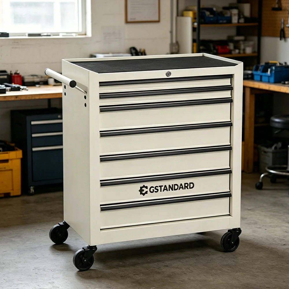 GROVIA Heavy Duty Tool Cabinet Multi Drawer Mobile Workbench Storage 620x330x740mm Workshop Garage Organizer - White