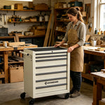 GROVIA Heavy Duty Tool Cabinet Multi Drawer Mobile Workbench Storage 620x330x740mm Workshop Garage Organizer - White