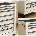 GROVIA Heavy Duty Tool Cabinet Multi Drawer Mobile Workbench Storage 620x330x740mm Workshop Garage Organizer - White