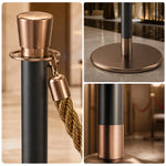 GROVIA Stainless Steel Crown Top Barrier Post - 100cm Stanchion with Heavy-Duty Iron Base for Hotels & Events - Rose Gold