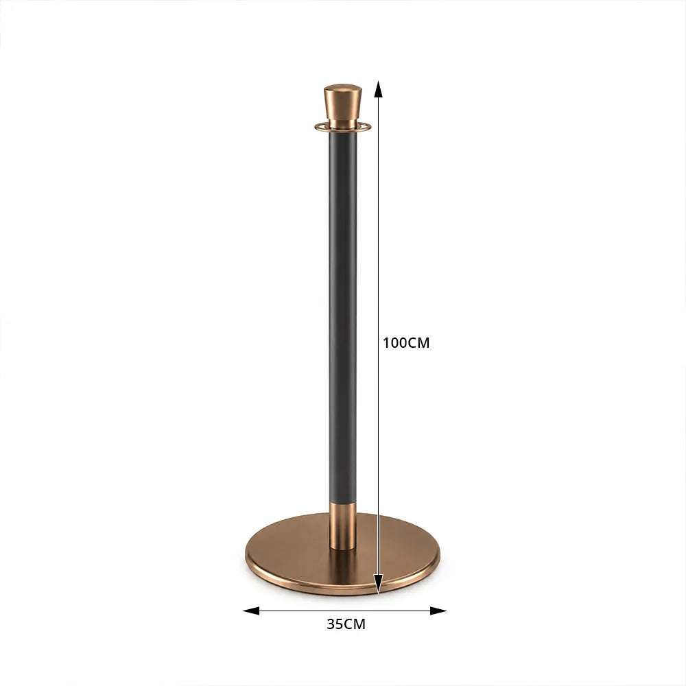 GROVIA Stainless Steel Crown Top Barrier Post - 100cm Stanchion with Heavy-Duty Iron Base for Hotels & Events - Rose Gold