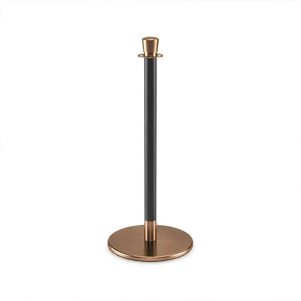 GROVIA Stainless Steel Crown Top Barrier Post - 100cm Stanchion with Heavy-Duty Iron Base for Hotels & Events - Rose Gold