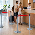 GROVIA Retractable Belt Barrier Post - 90cm Stanchion with 2m Customisable Belt & Weighted Base for Queue Management - Blue